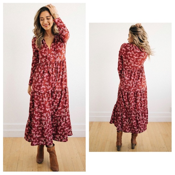 Free People Dresses & Skirts - Free People Plum/White Floral Midi/Maxi Dress